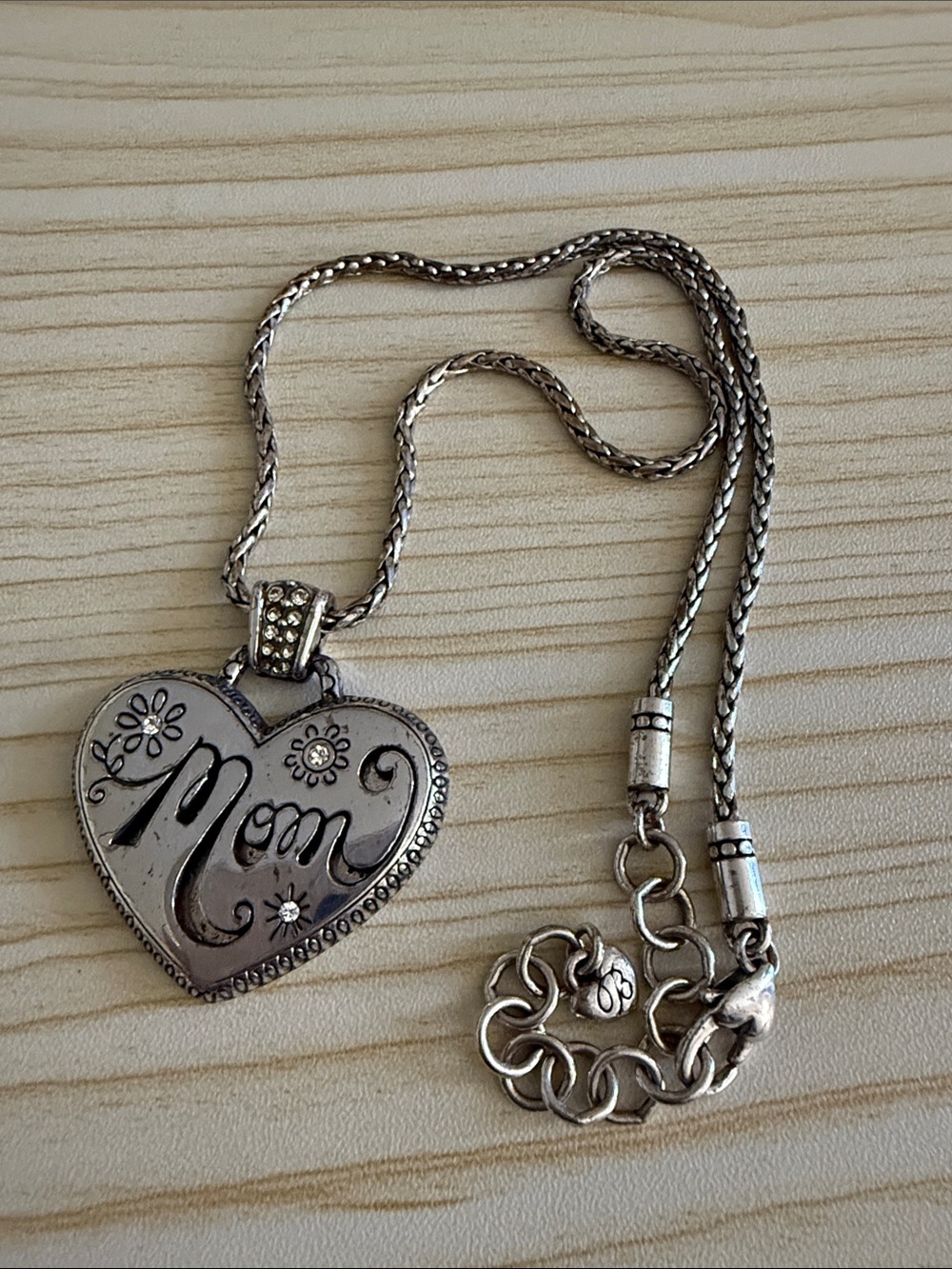 Brighton Silver 'Mom' Heart Pendant Necklace
